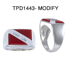 Dive Flag Custom engraving Ring TRI1443-Livin - DiveSilver Jewelry