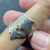 Sterling Silver Aboriginal Blue Shark Spoon Ring TRI1768