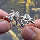 Turtle Sterling Silver with Gemstone Ring TRI2343