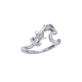 Hammerhead Shark with Wave Silver Ring TRI2428 - DiveSilver Jewelry