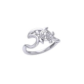 Turtle with Wave Silver Ring TRI2429 - DiveSilver Jewelry