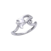 Manta Ray With Wave Silver Ring TRI2432 - DiveSilver Jewelry