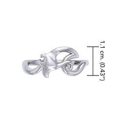 Manta Ray With Wave Silver Ring TRI2432 - DiveSilver Jewelry