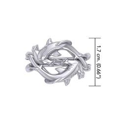 Enigma Fusion Sterling Silver Double-Hammer Headed Shark Puzzle Ring by Peter Stone TRI2470 - DiveSilver Jewelry