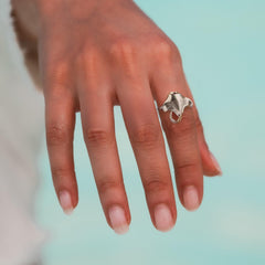 Single Manta Ray Sterling Silver Ring by DiveSilver