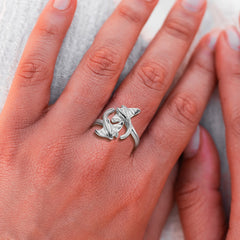 Twin Manta Rays Sterling Silver Ring