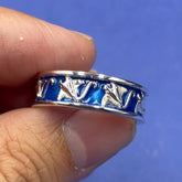 Manta Ray Enamel Sterling Silver Band Ring TRI2533