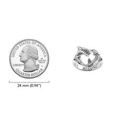 Double Whale Shark in Heart Shape Sterling Silver Ring TRI2534