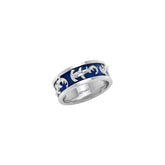 Hammerhead Shark Enamel Band Sterling Silver Ring