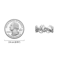 Dancing Manta Ray Sterling SIlver band Ring TRI2557