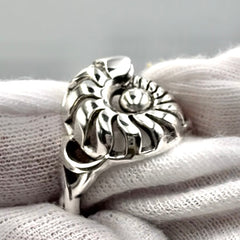 DiveSilver Nautilus and Wave Sterling Silver Ring TRI2576