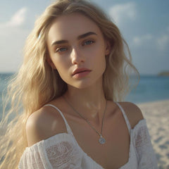 Sand Dollar Silver Charm with Chain Set TSE686 - DiveSilver Jewelry