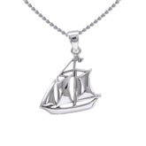 Schooner Boat Silver Pendant with Chain Set TSE721 - DiveSilver Jewelry