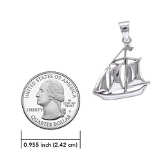 Schooner Boat Silver Pendant with Chain Set TSE721 - DiveSilver Jewelry
