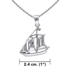 Schooner Boat Silver Pendant with Chain Set TSE721 - DiveSilver Jewelry
