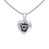 Manatees Silver Pendant with Heart Gemstone and Chain Set TSE735 - DiveSilver Jewelry