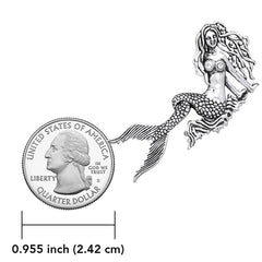 Movable Mermaid Silver Pendant with Gemstone And Chain Set TSE748 - DiveSilver Jewelry