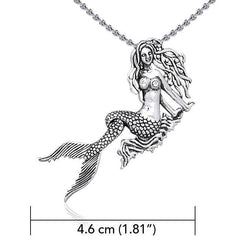 Movable Mermaid Silver Pendant with Gemstone And Chain Set TSE748 - DiveSilver Jewelry
