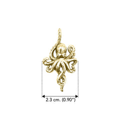 Octopus Sterling Silver with 14K Vermeil Plate Pendant with Hidden Bale VPD6285