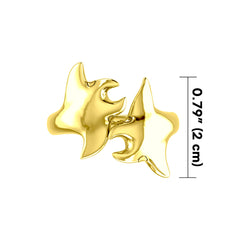 Double Manta Ray Sterling Silver with 14K Vermeil Plate Ring
