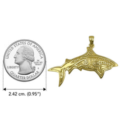 Dive into Ancient Wisdom Aboriginal Shark Sterling Silver with 14K Gold Vermeil Plate Pendant Embrace the Strength and Spirit of the Shark VTP2329