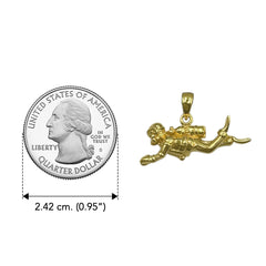 Undersea Bliss Diver Sterling Silver with 14K Gold Vermeil Plate Pendant VTP2669