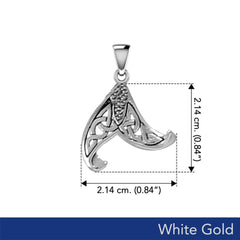 Mermaid Celtic Tail Solid White Gold Pendant WPD5473 - DiveSilver Jewelry