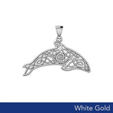 Celtic Filigree Dolphin Solid White Gold Pendant WPD5699 - DiveSilver Jewelry