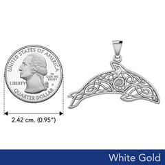 Celtic Filigree Dolphin Solid White Gold Pendant WPD5699 - DiveSilver Jewelry