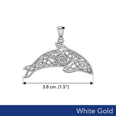 Celtic Filigree Dolphin Solid White Gold Pendant WPD5699 - DiveSilver Jewelry