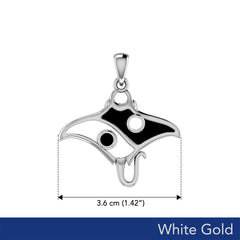 The Manta Ray with Yin Yang Symbol Solid White Gold Pendant WPD6075