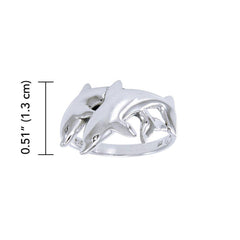 Twin Dolphin Sterling Silver Ring WR205