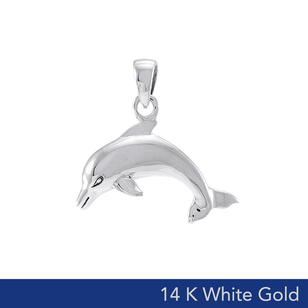 Dolphin 14K White Gold Pendant WTP1016 - DiveSilver Jewelry
