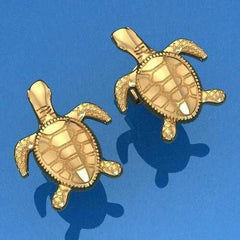 14 Karat Gold Turtle Post Earrings - DiveSilver Jewelry
