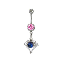 Kissing Dolphins Sterling Silver Body Jewelry BJ021 - Body Jewelrys
