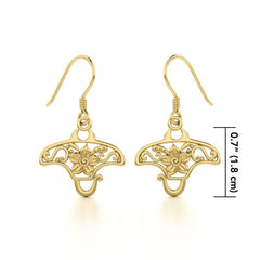 Manta ray Filigree Hook Earrings in 14k Gold GER1705 - DiveSilver Jewelry