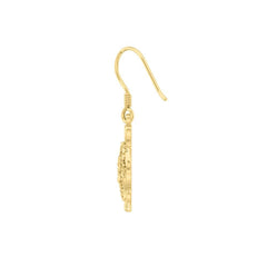 Sea Turtle Filigree Hook Earrings in 14k Gold GER1706 - DiveSilver Jewelry