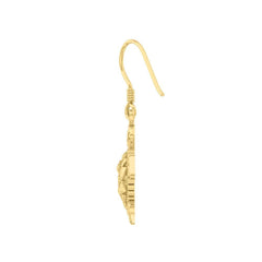 Sea Turtle Filigree Flower Hook Earrings in 14k Gold GER1707 - DiveSilver Jewelry