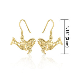 Whale Filigree Hook Earrings in 14k Gold GER1711 - DiveSilver Jewelry