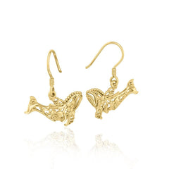 Whale Filigree Hook Earrings in 14k Gold GER1711 - DiveSilver Jewelry