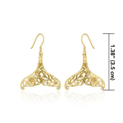 Whale Tail Filigree Hook Earrings in 14k Gold GER1712 - DiveSilver Jewelry