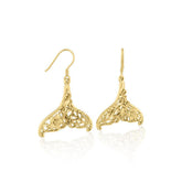 Whale Tail Filigree Hook Earrings in 14k Gold GER1712 - DiveSilver Jewelry