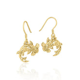 Hammerhead Shark Filigree Earrings in 14k Gold GER1713 - DiveSilver Jewelry