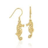 Seahorse Filigree Hook Earrings in 14k Gold GER1714 - DiveSilver Jewelry