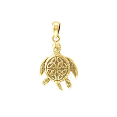 Celtic Sea Turtle 14K Yellow Gold Pendant - DiveSilver Jewelry