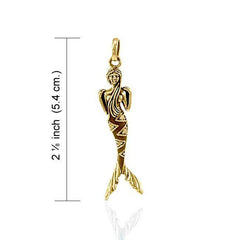 Mermaid Sterling Solid Gold Pendant with Gemstone Tail GPD3625 - DiveSilver Jewelry