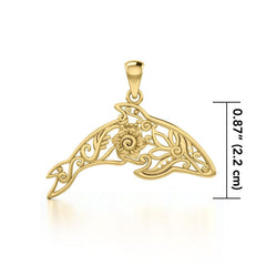 Dolphin Filigree Pendant in 14k Gold GPD5136 - DiveSilver Jewelry