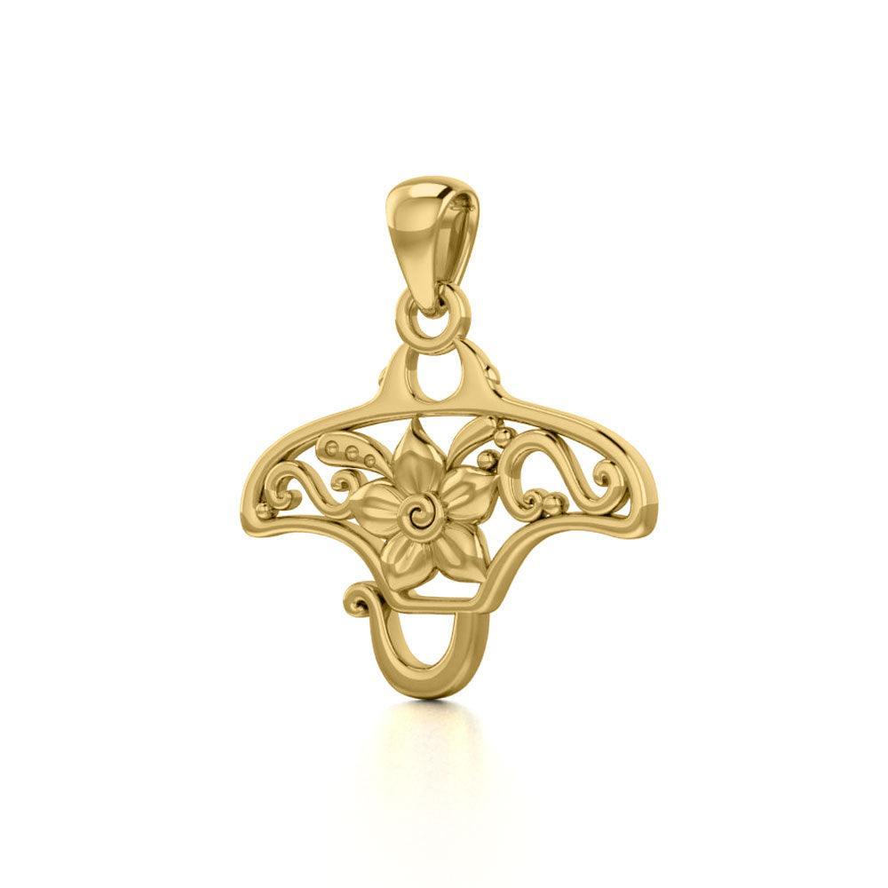 Manta ray Filigree Pendant in 14k Gold GPD5137 - DiveSilver Jewelry