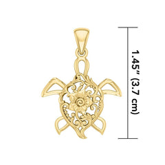 Sea Turtle Filigree Pendant in 14k Gold GPD5138 - DiveSilver Jewelry