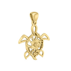 Sea Turtle Filigree Pendant in 14k Gold GPD5138 - DiveSilver Jewelry